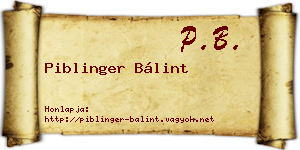 Piblinger Bálint névjegykártya
